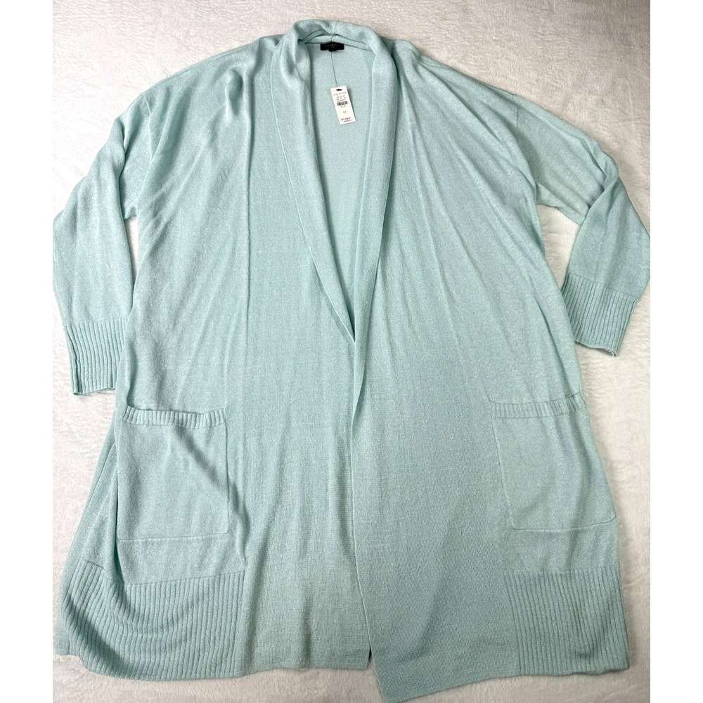 Talbots Open Front Cardigan Sweater Womens 1X Plus 100% Linen Beach Vacation NWT